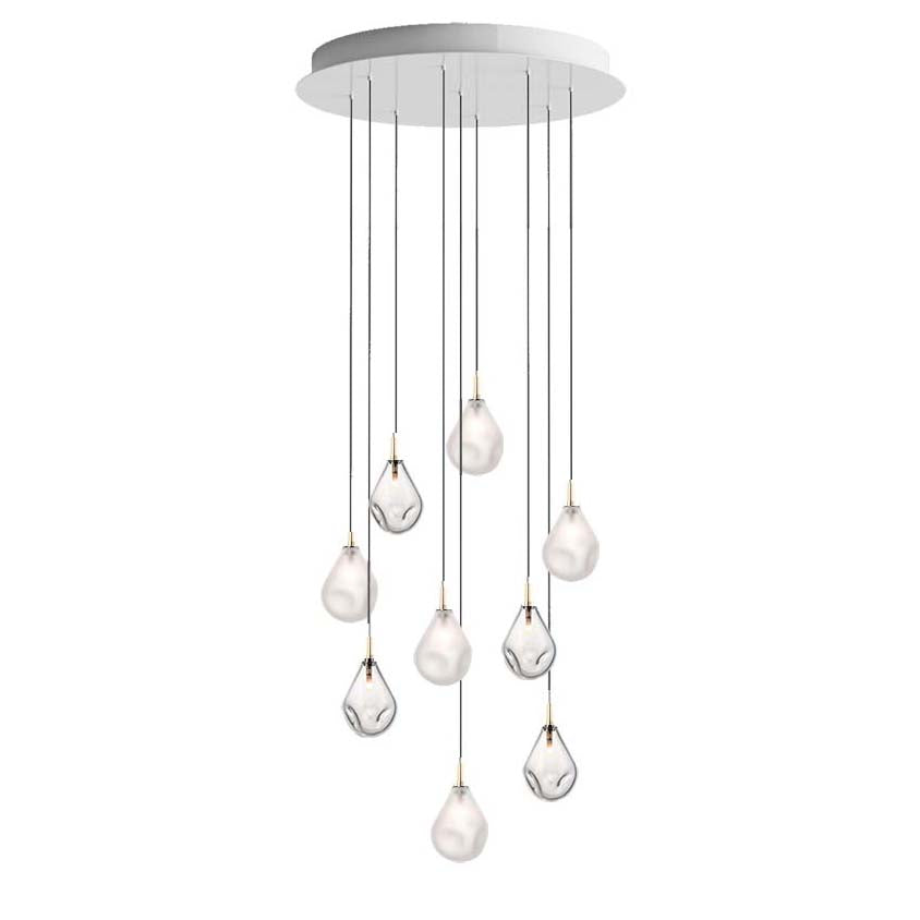 Dorarion Mini Round LED Chandelier Mouth-blown Crystal With Metal Coating 10.2"D