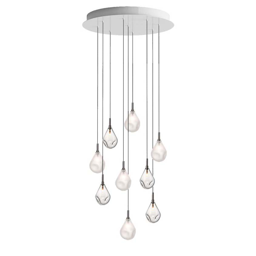 Dorarion Mini Round LED Chandelier Mouth-blown Crystal With Metal Coating 10.2"D