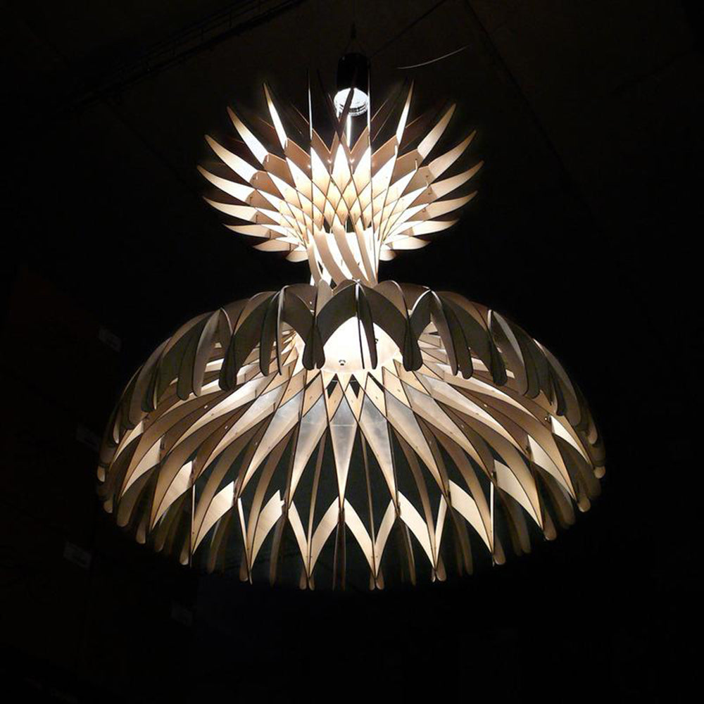 Quaynix Chandelier Natural Wood 36"D