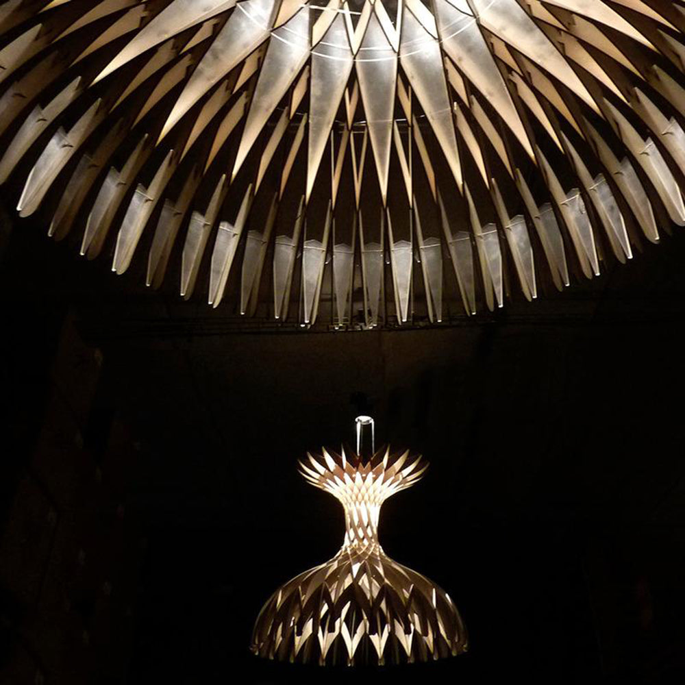 Quaynix Chandelier Natural Wood 36"D