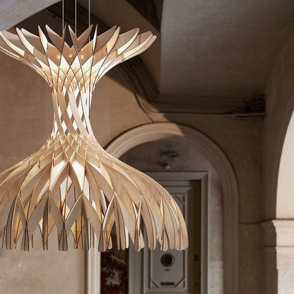 Quaynix Chandelier Natural Wood 36"D