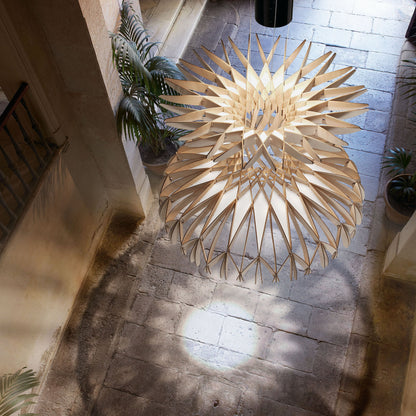 Quaynix Chandelier Natural Wood 36"D