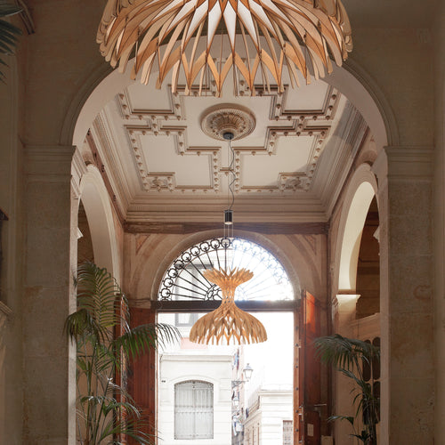 Quaynix Chandelier Natural Wood 36"D