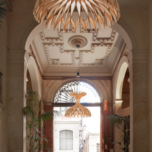 Quaynix Chandelier Natural Wood 36"D