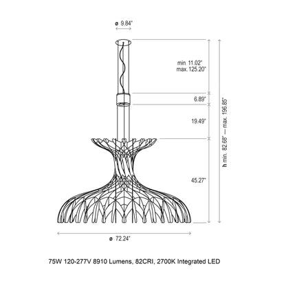 Quaynix Chandelier Natural Wood 36"D