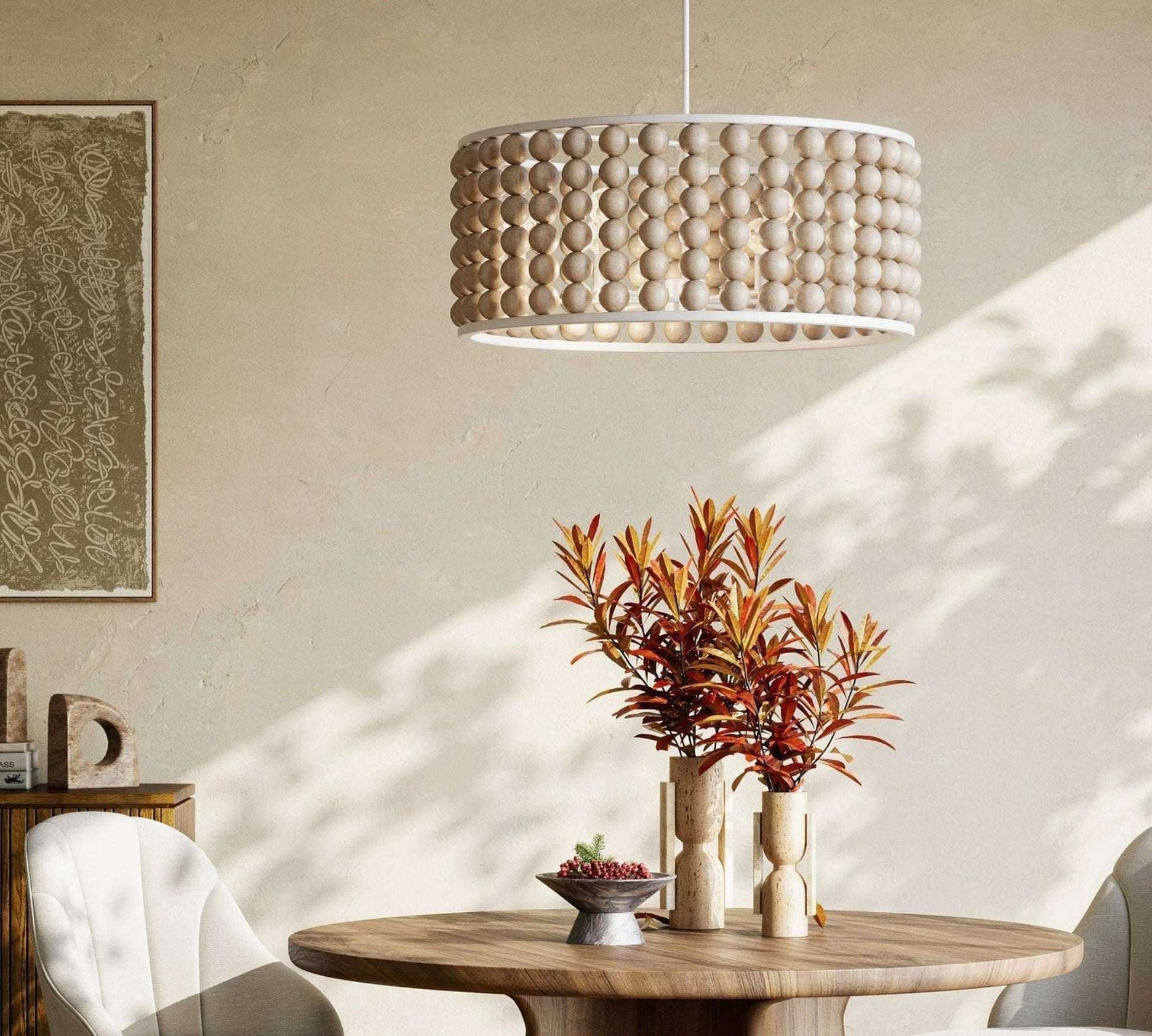 Brookbury Wood Bead Chandelier 32" - Richardrider