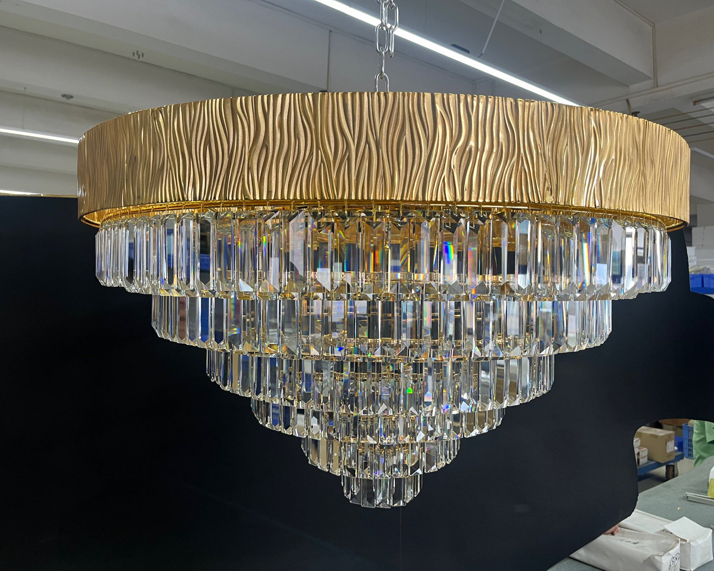 New Modern Gold Round/Oval Light Luxury Ceiling Crystal Chandelier Set for Living Room/Dining Room