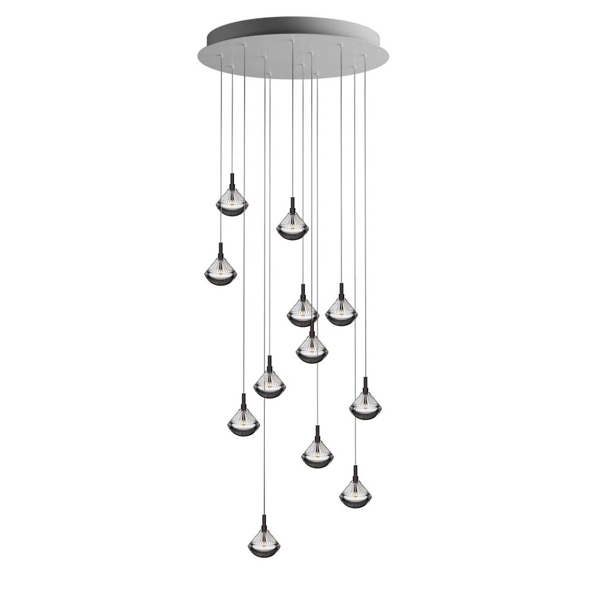 Helevra Dust Round LED Chandelier Lead-free Crystal & Metal 11.6"D
