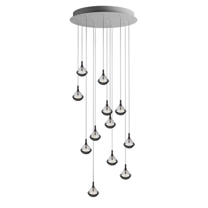 Helevra Dust Round LED Chandelier Lead-free Crystal & Metal 11.6"D