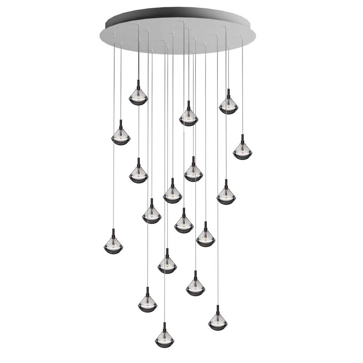 Helevra Dust Round LED Chandelier Lead-free Crystal & Metal 11.6"D
