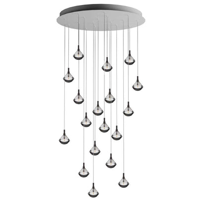 Helevra Dust Round LED Chandelier Lead-free Crystal & Metal 11.6"D