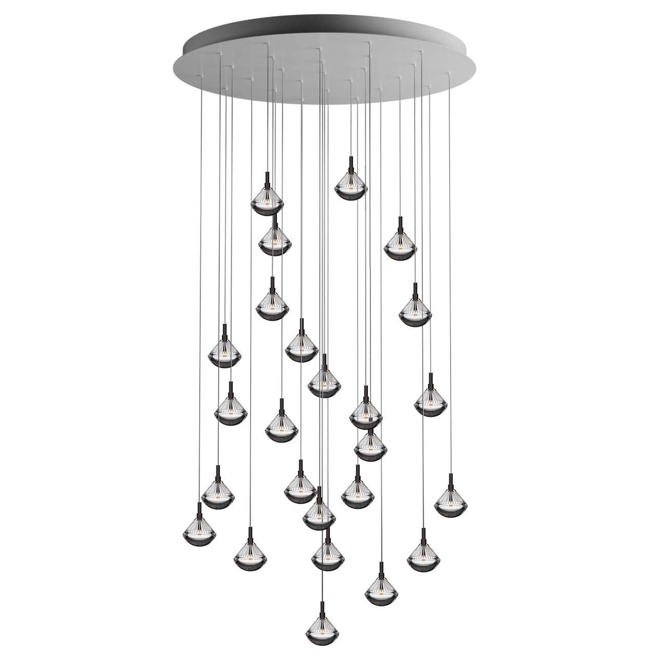Helevra Dust Round LED Chandelier Lead-free Crystal & Metal 11.6"D