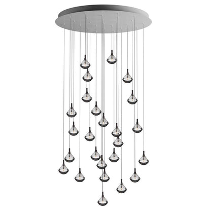 Helevra Dust Round LED Chandelier Lead-free Crystal & Metal 11.6"D