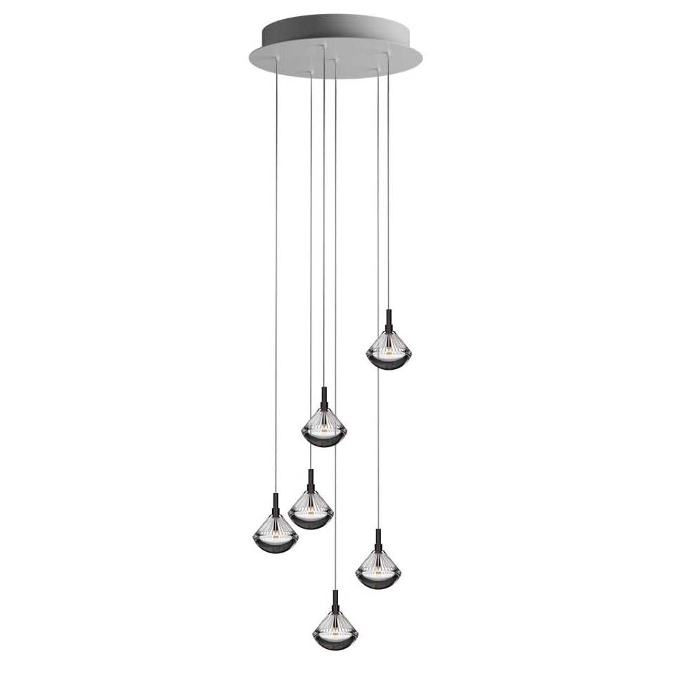Helevra Dust Round LED Chandelier Lead-free Crystal & Metal 11.6"D