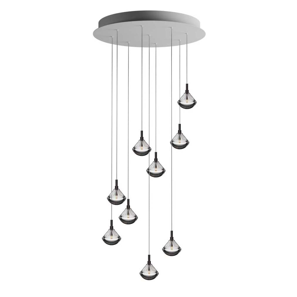 Helevra Dust Round LED Chandelier Lead-free Crystal & Metal 11.6"D
