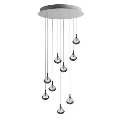 Helevra Dust Round LED Chandelier Lead-free Crystal & Metal 11.6"D