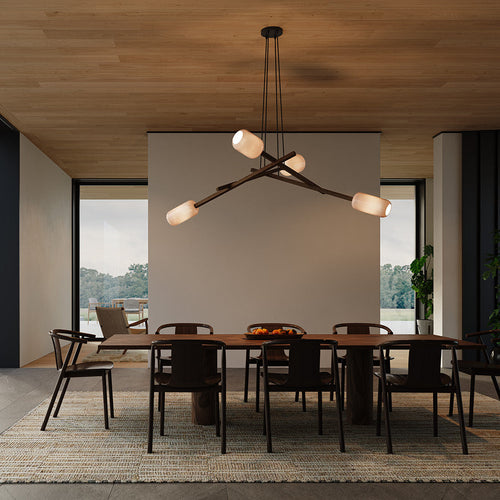 Jaroumere Chandelier Hand-blown Glass & Aluminum & Solid Wood 70"W x 43"D