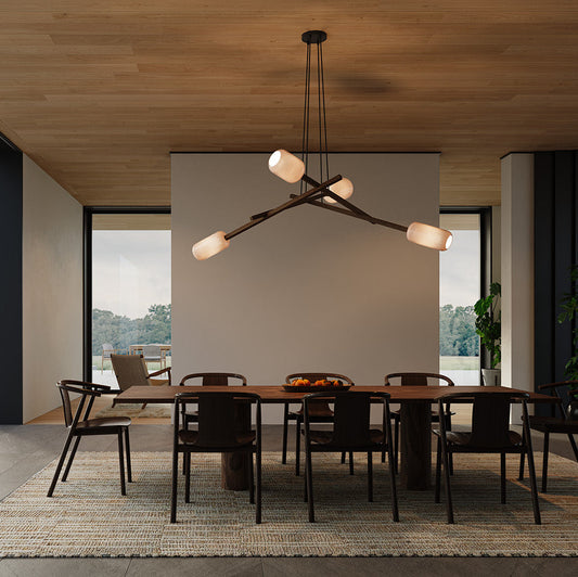 Jaroumere Chandelier Hand-blown Glass & Aluminum & Solid Wood 70"W x 43"D