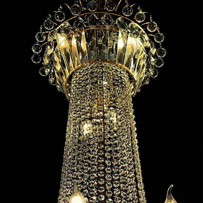 Extra Large European-style Multi-layers Candle Luxury Crystal Chandelier Gold Art Foyer/Staircase Decorative Light Fixture - Richardrider