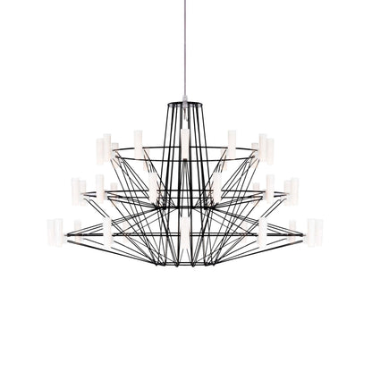 Oreilume Chandelier Electrolytic Polished Stainless Steel Frame. Poly Carbonate Shades & Suspension Bracket 26.7"D
