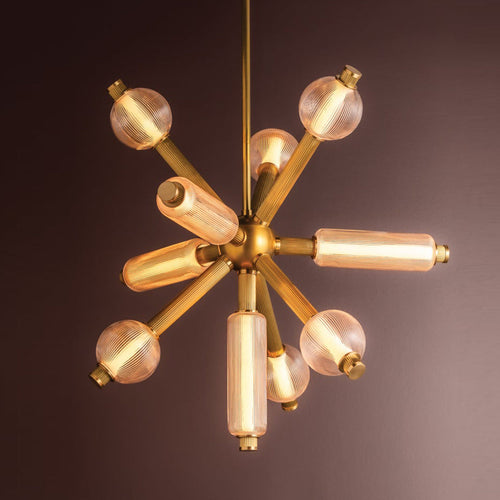 Ionylune LED Chandelier Brass & Glass 36"W x 36"D