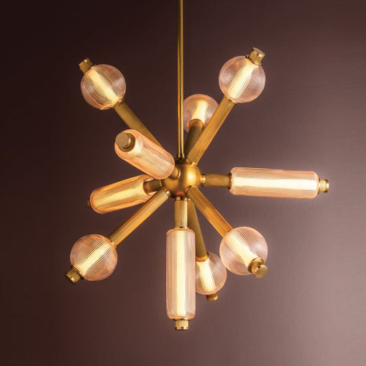 Ionylune LED Chandelier Brass & Glass 36"W x 36"D