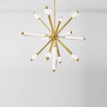 Ionylune LED Chandelier Brass & Glass 36"W x 36"D