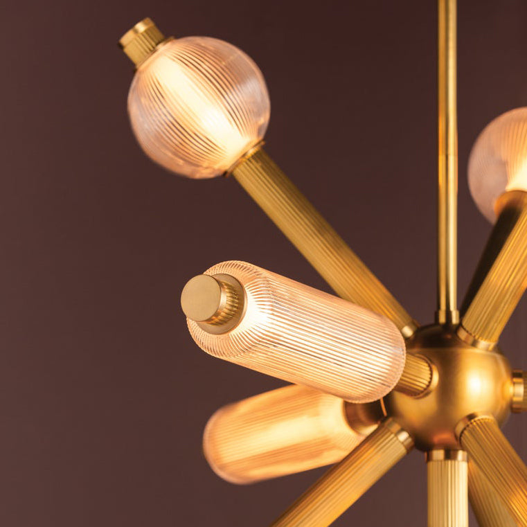 Ionylune LED Chandelier Brass & Glass 36"W x 36"D