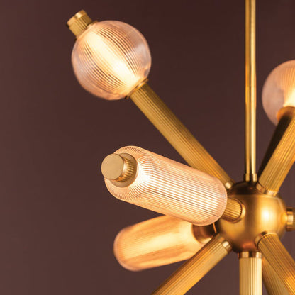 Ionylune LED Chandelier Brass & Glass 36"W x 36"D