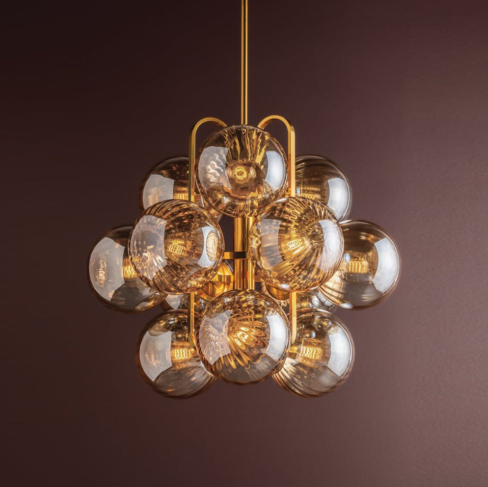 Ulovero Chandelier Steel & Glass 34"W x 34"D