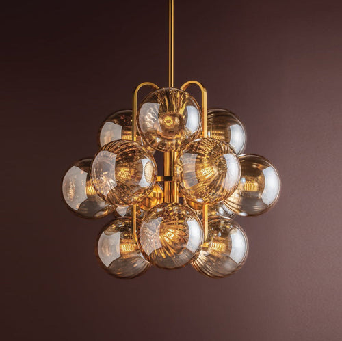Ulovero Chandelier Steel & Glass 34"W x 34"D