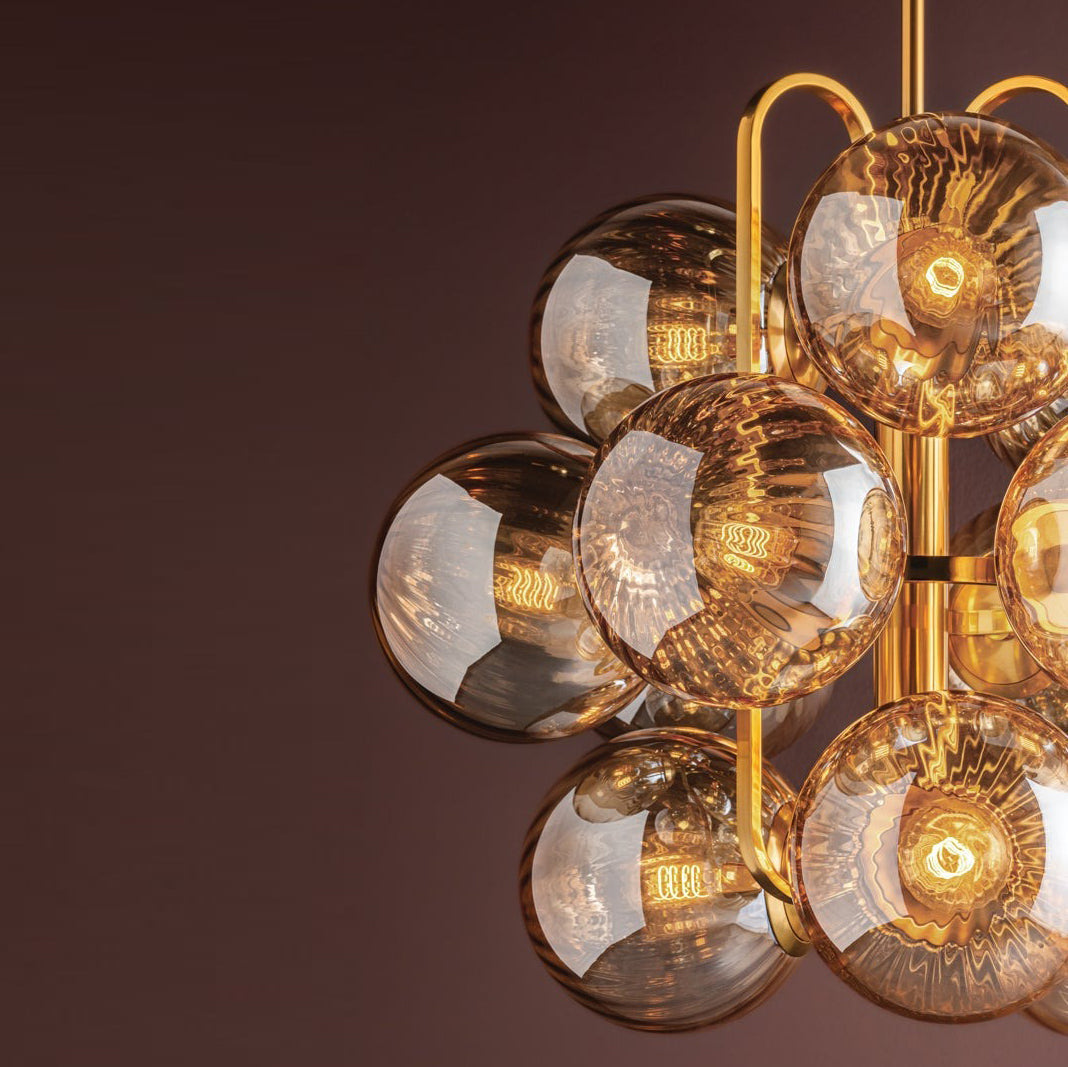 Ulovero Chandelier Steel & Glass 34"W x 34"D