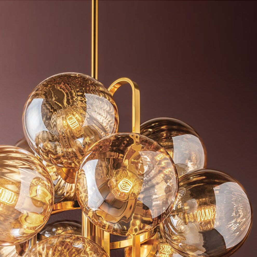 Ulovero Chandelier Steel & Glass 34"W x 34"D