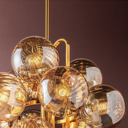 Ulovero Chandelier Steel & Glass 34"W x 34"D