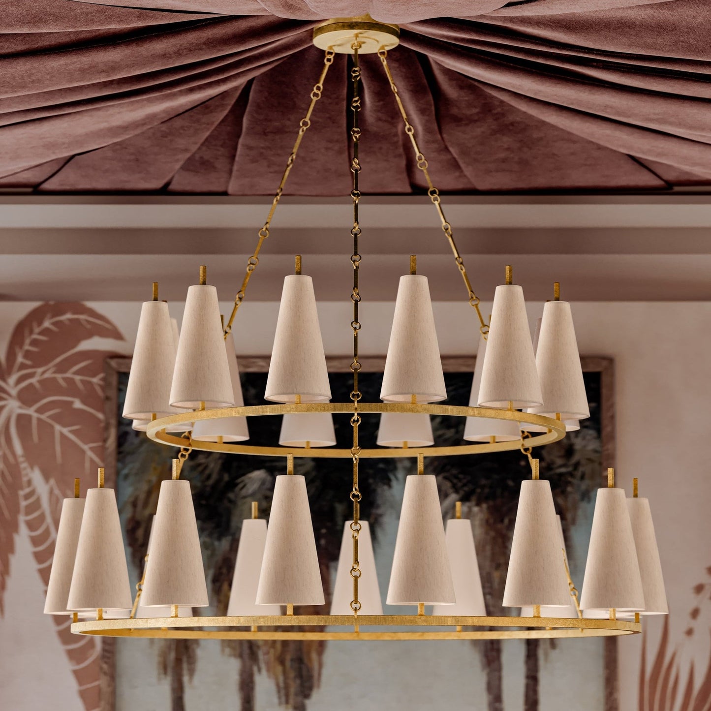 Kaiidor Chandelier Iron & Fabric 42"D