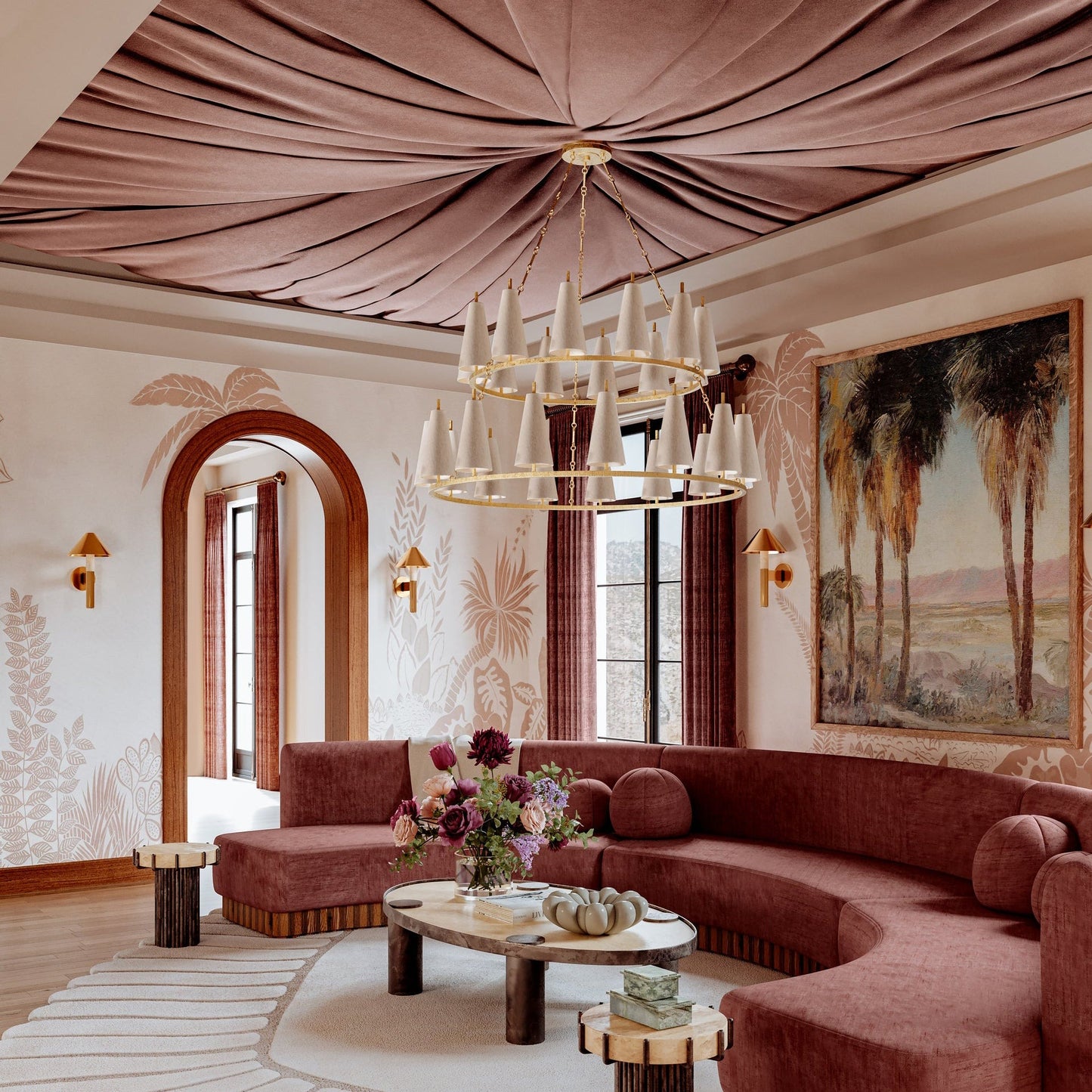 Kaiidor Chandelier Iron & Fabric 42"D