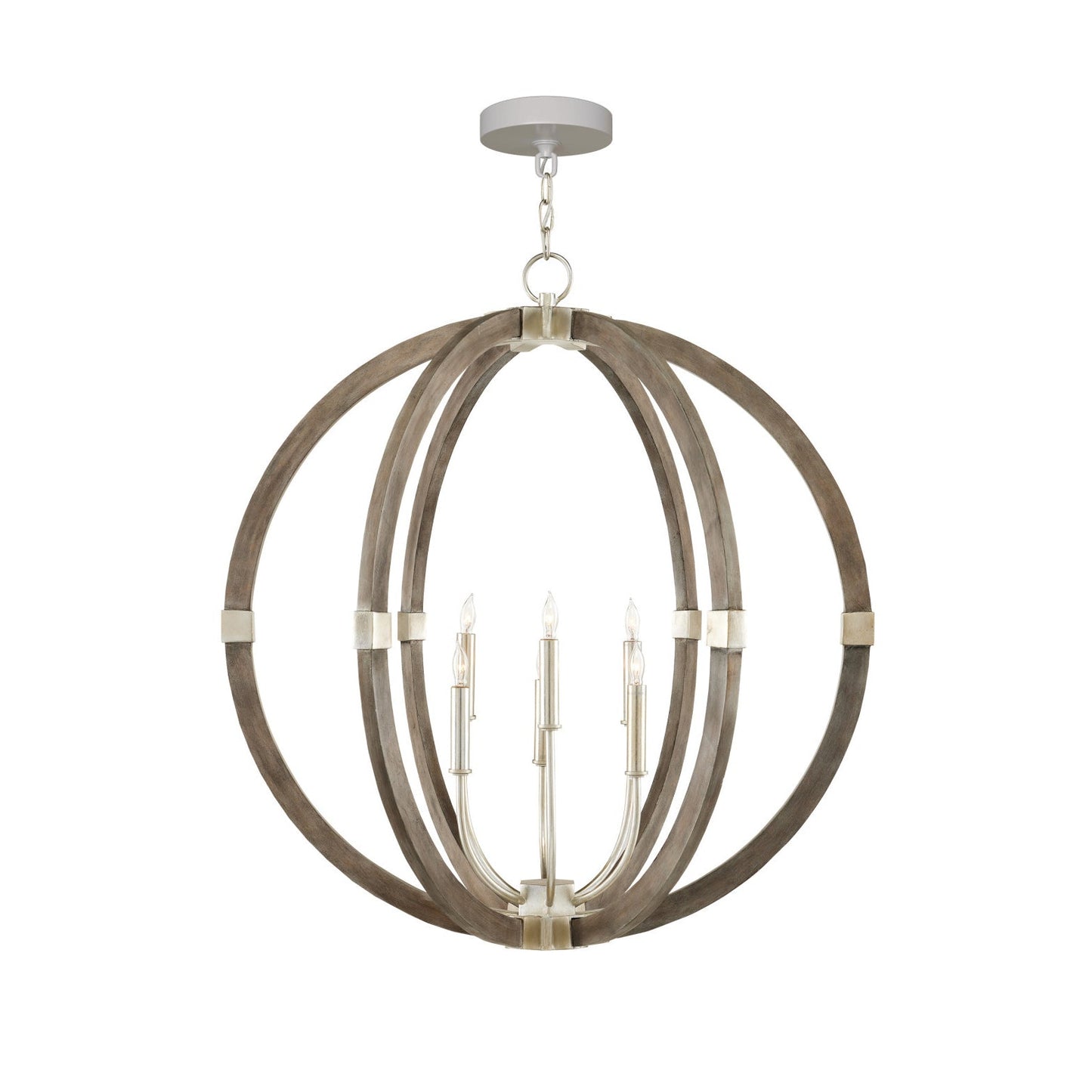 Seraavia Orb Chandelier Wrought Iron & Wood 31"D
