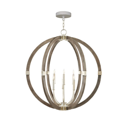 Seraavia Orb Chandelier Wrought Iron & Wood 31"D