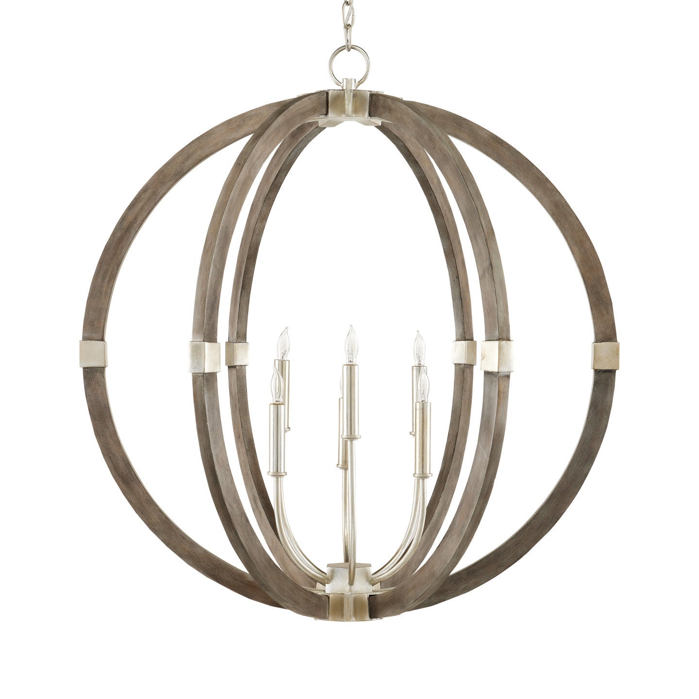 Seraavia Orb Chandelier Wrought Iron & Wood 31"D
