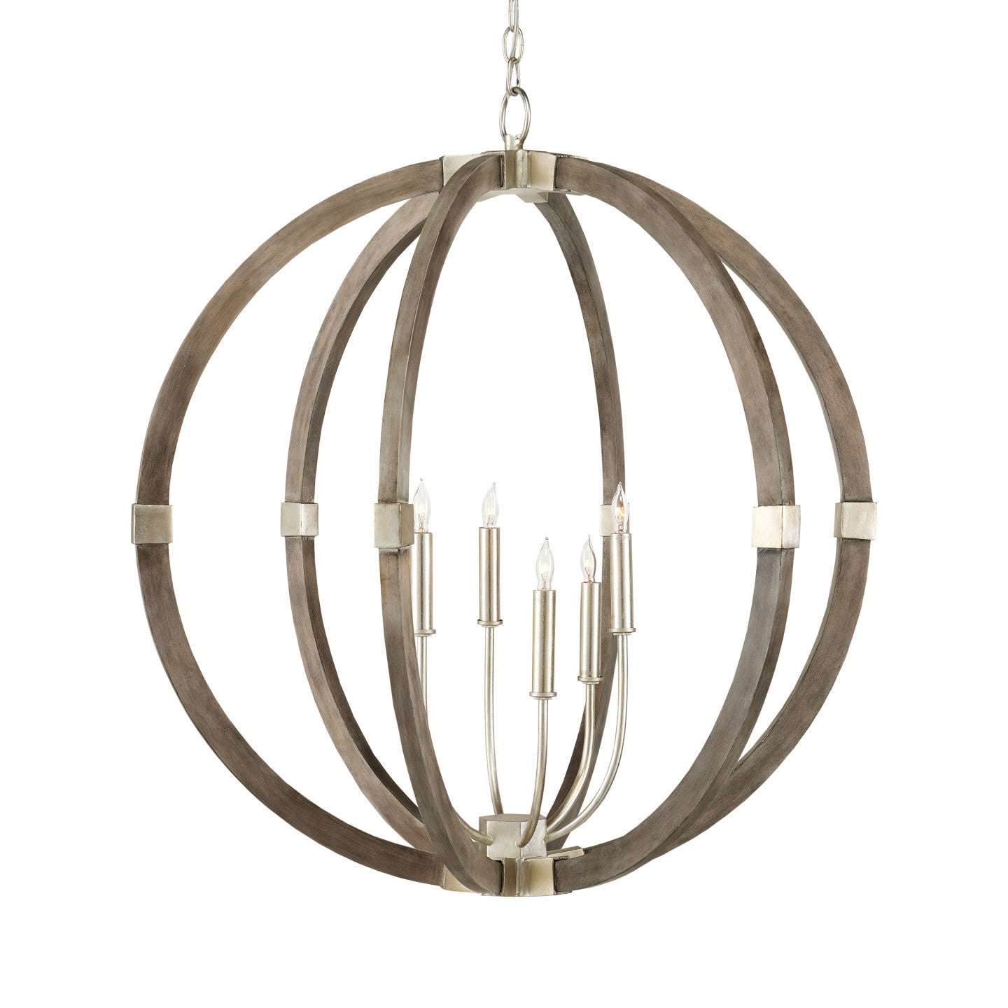 Seraavia Orb Chandelier Wrought Iron & Wood 31"D