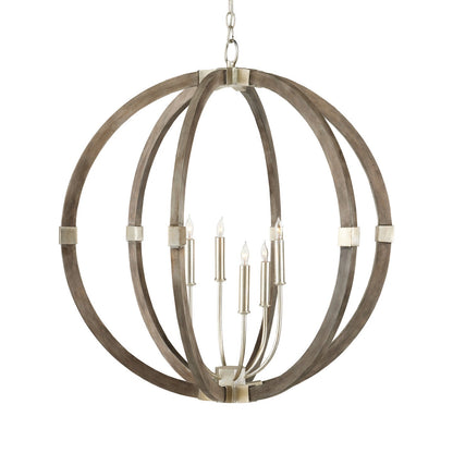 Seraavia Orb Chandelier Wrought Iron & Wood 31"D