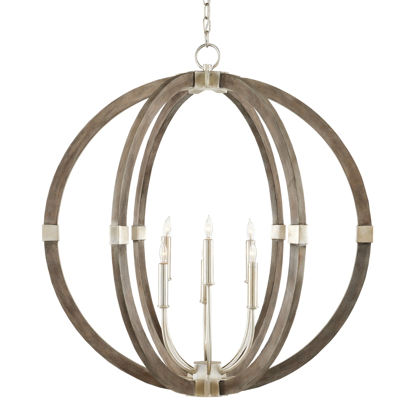 Seraavia Orb Chandelier Wrought Iron & Wood 31"D