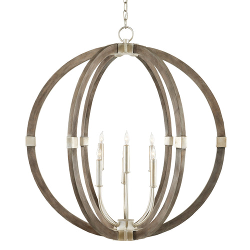 Seraavia Orb Chandelier Wrought Iron & Wood 31"D