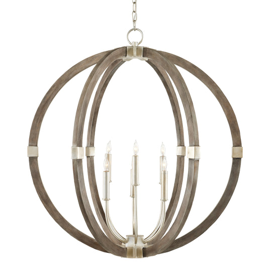 Seraavia Orb Chandelier Wrought Iron & Wood 31"D