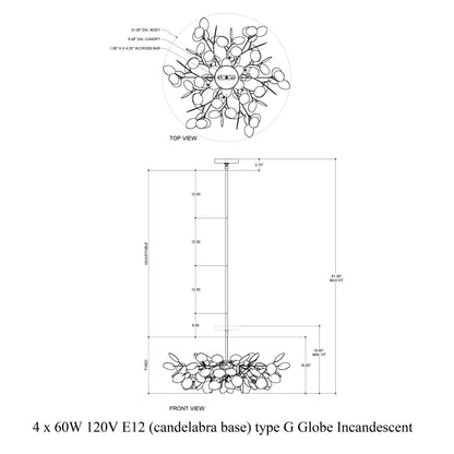 Calourin Chandelier Wrought Iron 31"D