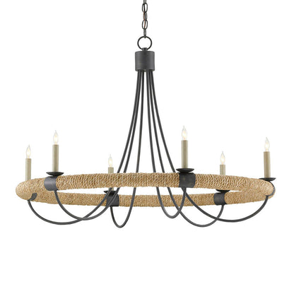 Xanaesyl Chandelier Wrought Iron & Abaca Rope 38.5"D
