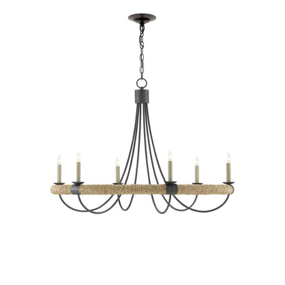 Xanaesyl Chandelier Wrought Iron & Abaca Rope 38.5"D