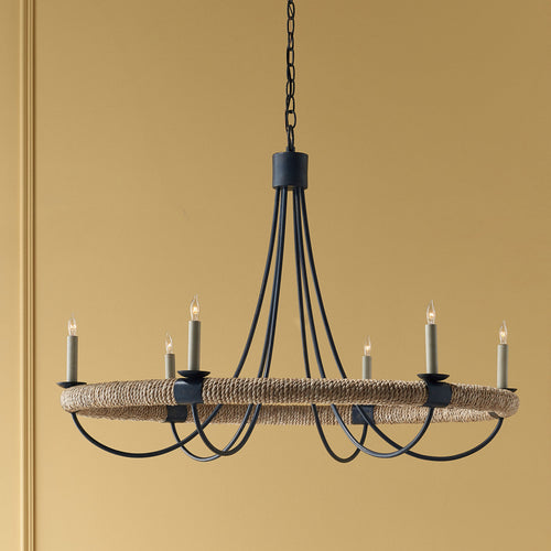 Xanaesyl Chandelier Wrought Iron & Abaca Rope 38.5"D