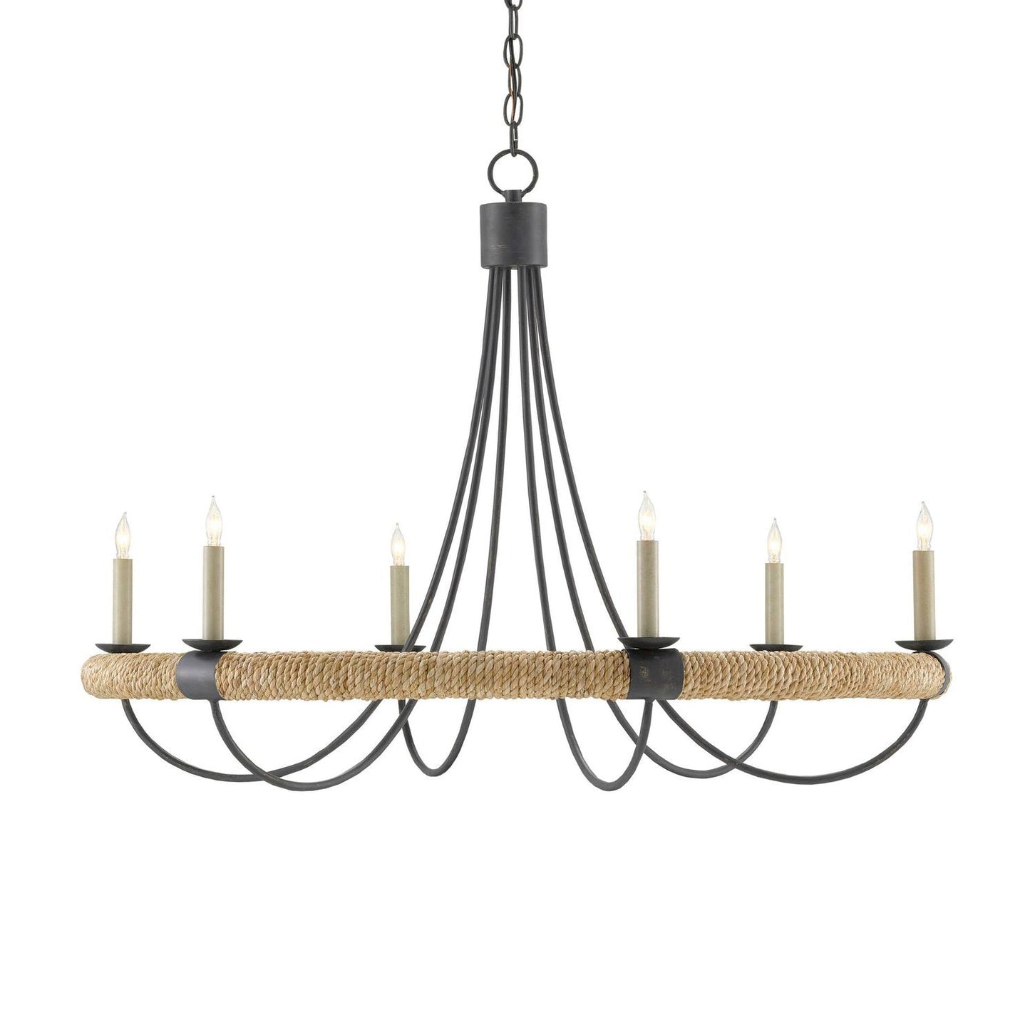 Xanaesyl Chandelier Wrought Iron & Abaca Rope 38.5"D