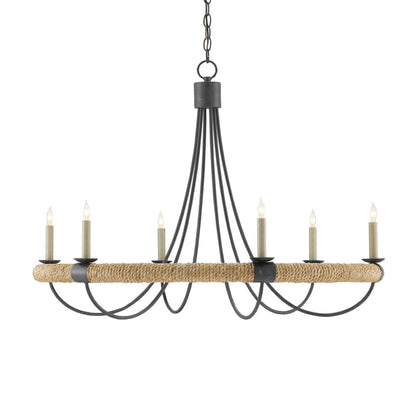 Xanaesyl Chandelier Wrought Iron & Abaca Rope 38.5"D